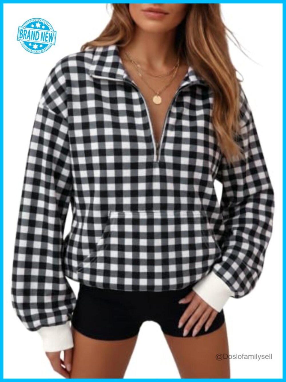 Dokotoo Half Zip Sweatshirt Pullover Kangaroo Pocket Women's Casual